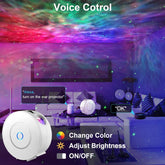 Galaxy Star Projector displaying multicolor nebula in a bedroom